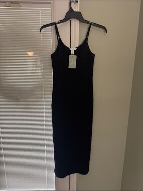 NWT H&M Black Midi Dress with Adjustable Straps
